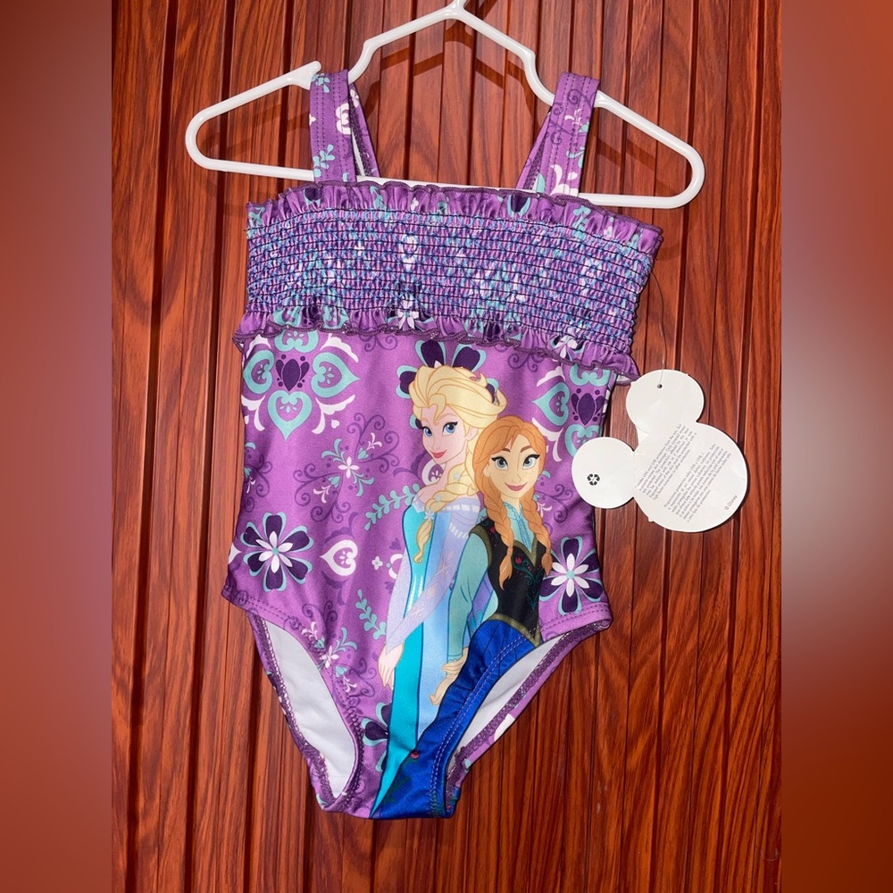 Disney Purple Frozen Elsa & Anna Girls' One-Piece Swimsuit